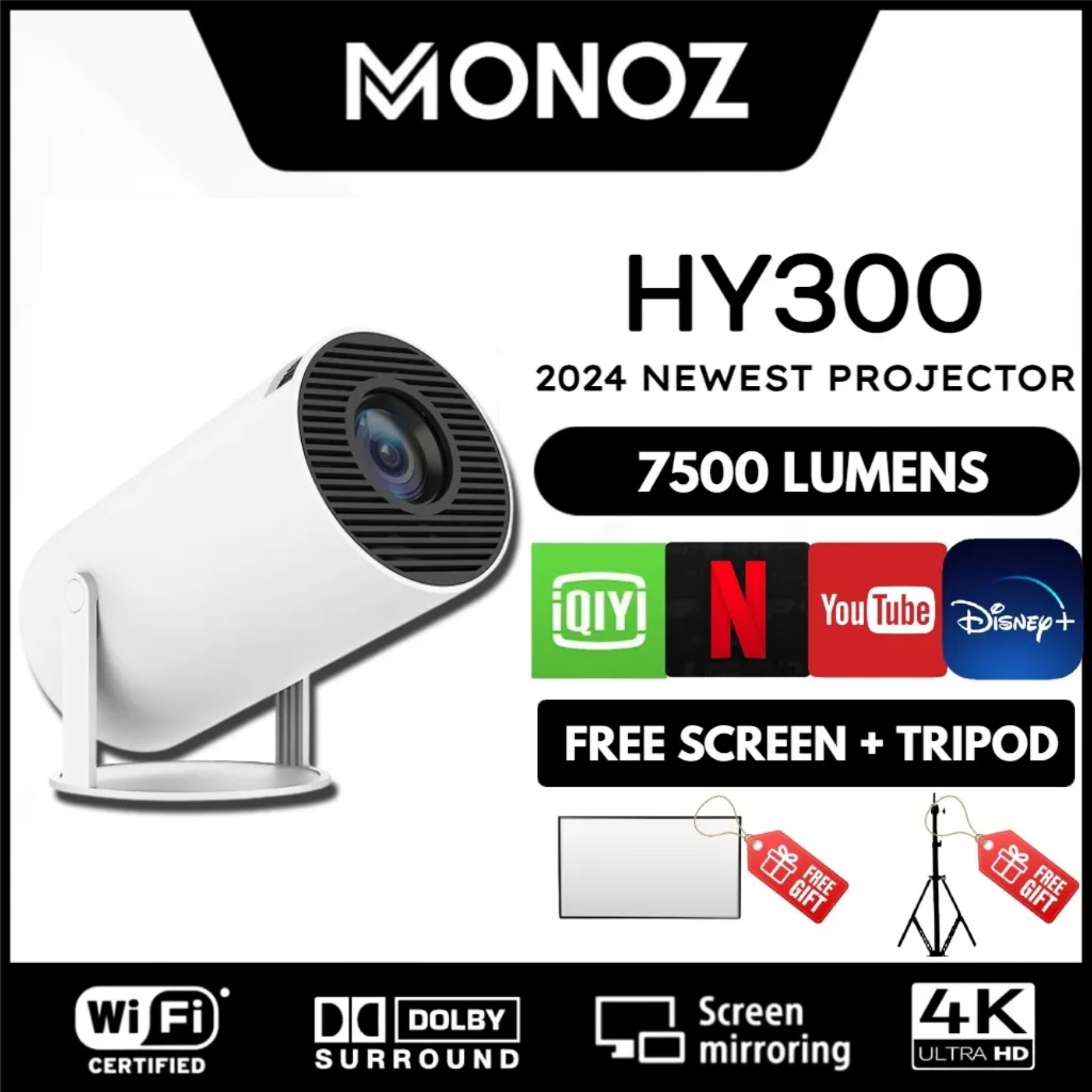 Máy Máy chiếu mini HY300 Android 11   độ Độ phân giải thực chuẩn HD chiếu mini HY300  Android 11