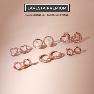  Bông tai bạc nữ mạ vàng hồng 18K cao cấp LAVESTA LAV075 - Bộ sưu tập thiết kế mới sang chảnh thời thượng và trendy 