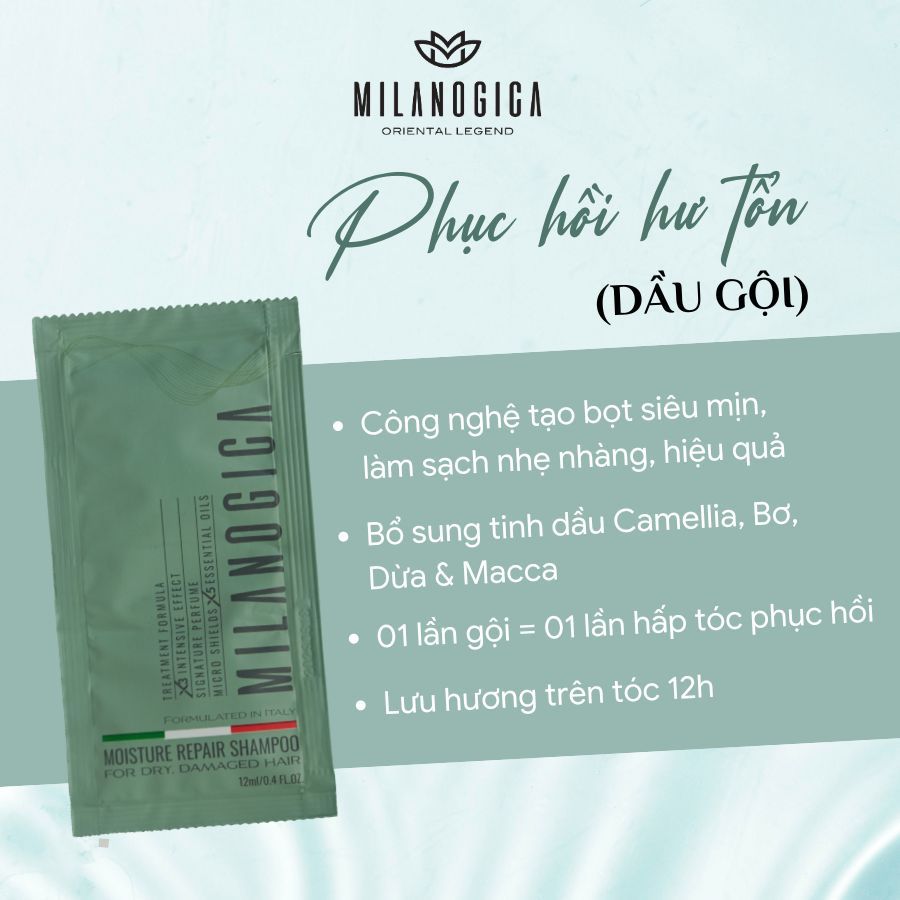 (Hàng tặng) Combo Khăn Meilandi + 2 Dầu Gội & 1 Dầu Xả Dạng Gói Milanogica Milanogica Shampoo / Conditioner 12ml