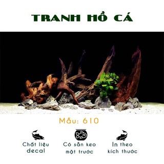 Tranh dán bể cá 3D cho bể 100x40cm - Decal hồ cá có sẵn keo dễ dán - Nhiều mẫu lựa chọn