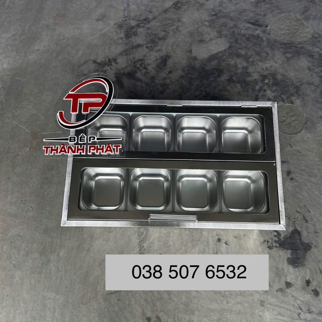 Thùng Đựng Đá Inox Có Khay Topping,Thùng Chứa Đá Inox,Thùng Dựng Đá Có 8 Khay Topping