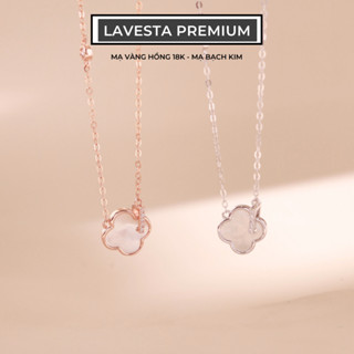 Dây chuyền bạc nữ mạ vàng hồng 18K và mạ bạch kim LAVESTA LAV063 cỏ 4 lá phiên bản mini Tiny four leaf clover