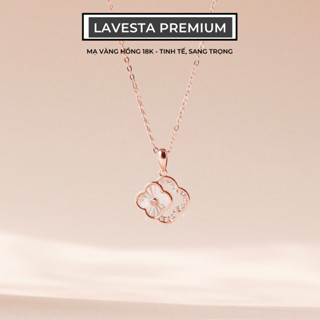  Dây chuyền bạc nữ mạ vàng hồng 18K cao cấp LAVESTA LAV060 cỏ 4 lá đôi thiết kế mới sang chảnh thời thượng Dorothy 
