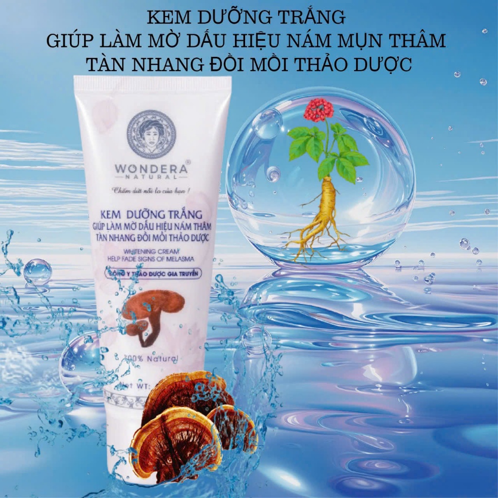 Kem Dưỡng Trắng Giúp Làm Mờ Dấu Hiệu Thâm Nám, Tàn Nhang, Đồi Môi thảo dược Wondera 100g