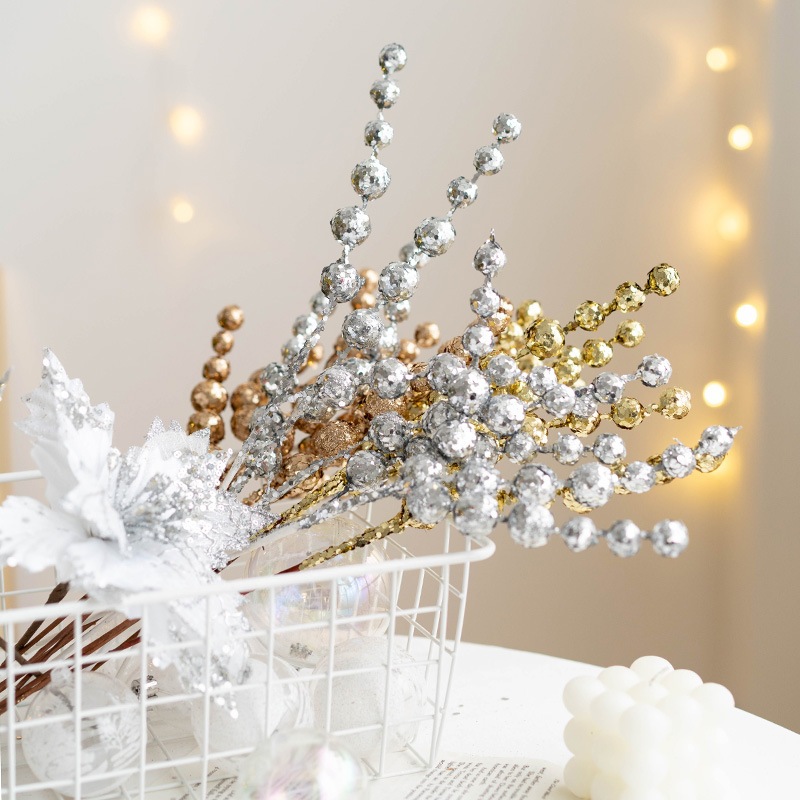 Nhánh Hạt Lấp Lánh HL02 Trang Trí Noel Giáng Sinh, Trang Trí Đỉnh Cây Thông
