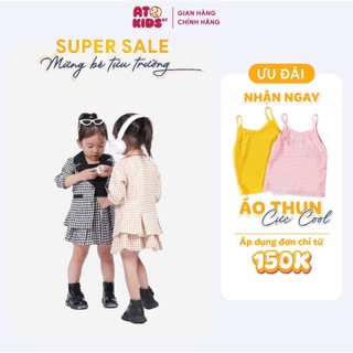Vest Cho Bé Gái Váy Bé Gái Sành Điệu, Áo Tay Dài Mix Chân Váy Kèm Áo Trong Size Từ 1- 10 Tuổi - AT25