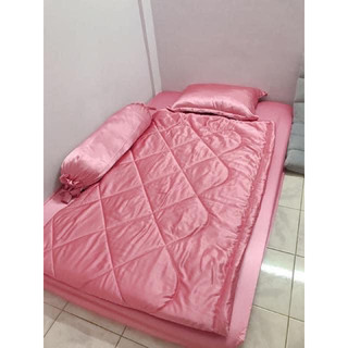 [4-5 MÓN 25/30cm] Bộ ga gối chăn phi lụa 1M6, 1M8 shopee ( chiều cao 22-30cm)