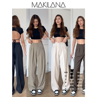  Quần ống rộng suông nữ cạp cao MAKILANA phong cách đơn giản trẻ trung nhiều màu sắc phù hợp công sở hoặc đi chơi QT42 