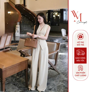 YM Concept Set Gile Vạt Xéo + Quần Suông Ống Rộng Chất Bố Ruby Form Chuẩn Dáng Đẹp D0936