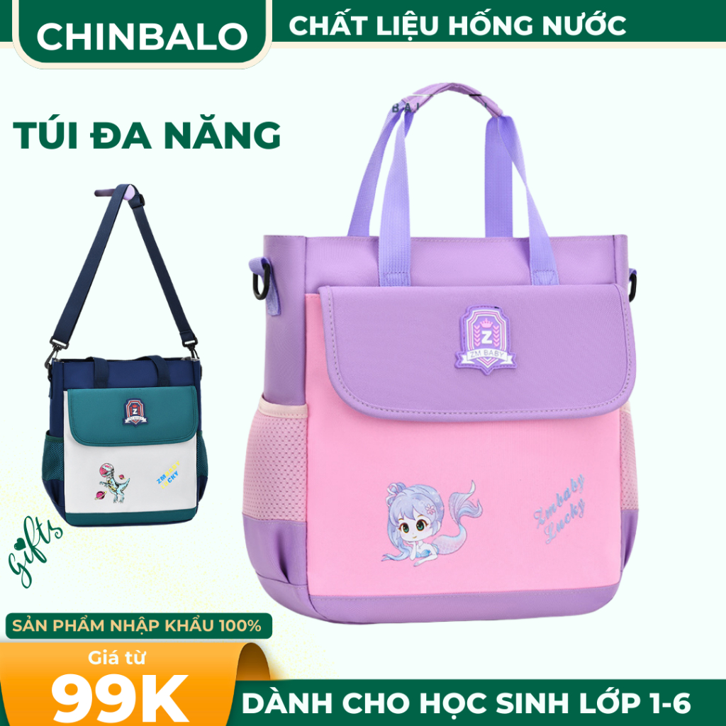 Balo đa năng ZM baby túi học thêm chống nước đeo chéo cầm tay nhiều màu cho bé trai bé gái tiểu học
