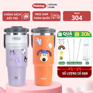 Ly Giữ Nhiệt Khắc Tên Tyesoo,Bình Nước Giữ Nhiệt Nóng Lạnh 24H PINKCUP Không Đổ Mồ Hôi,tặng Sticker,cọ rửa,túi đựng PC20