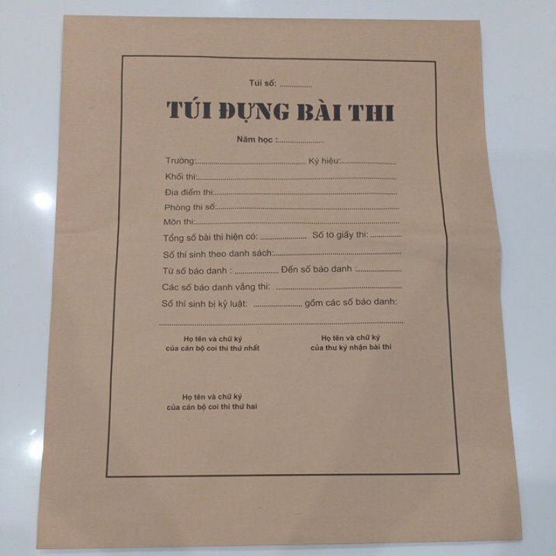 Túi đựng bài thi (100 chiếc) Giấy krap Nhật mỏng dai