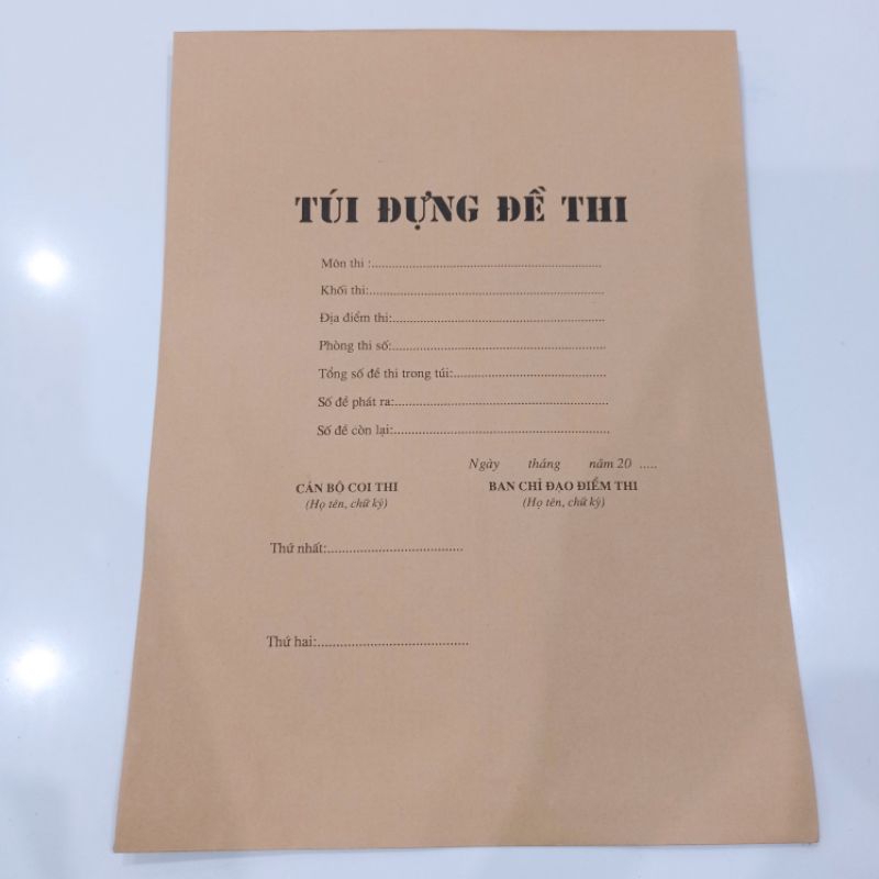 Túi đựng đề thi (50 chiếc), giấy krap Nhật mỏng dai