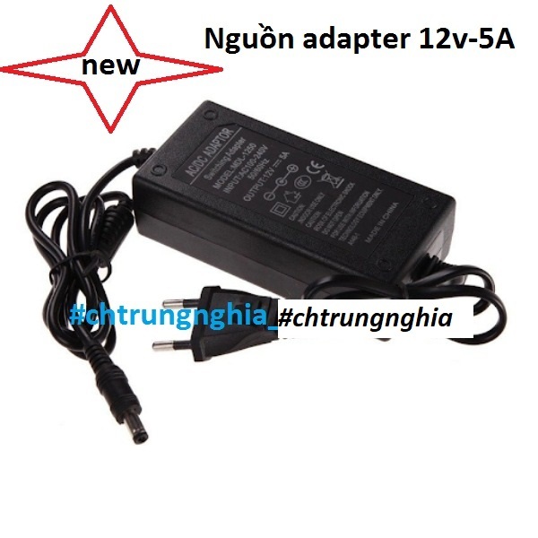 Bộ nguồn nhựa adapter 12V-5A (DC) (Đen)