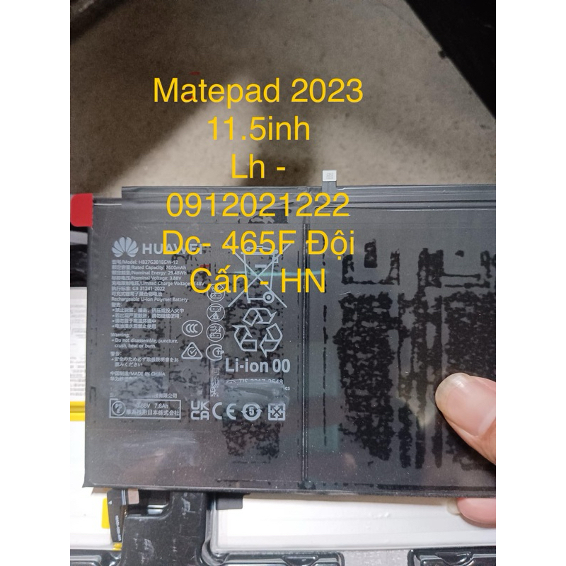 Pin Huawei MatePad 2023 11.5-inch, BTK-AL09, BTK-W09, BTK-W10, BTK-W00, 3.88V 7600mAh HB27G3B1EGW-12