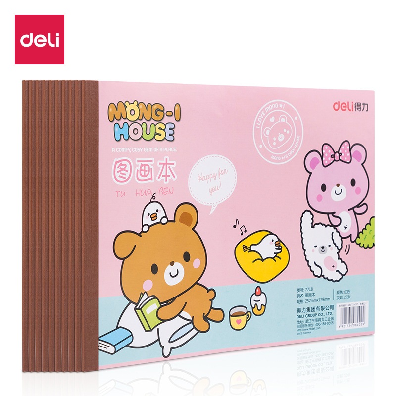 Vở vẽ sổ tô màu học sinh Deli 7718 20 trang/quyển 80 gsm chống lóa mắt, dày dặn