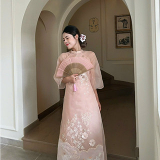  Áo dài Phi Yến thêu kết hợp đính kết tỉ mỉ by LINN Design  gồm áo+quần  