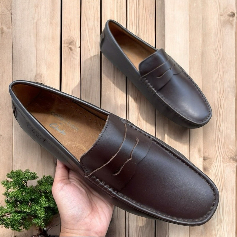 Giày Mọi nam mới về mẫu mới da trơn màu nâu đất
