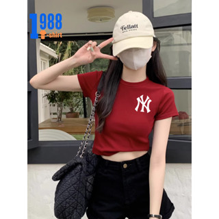 Áo Croptop nữ tay ngắn, dáng ôm tôn dáng, in hình chữ NY (New York City) có nhiều màu, chất cotton co giãn 4 chiều