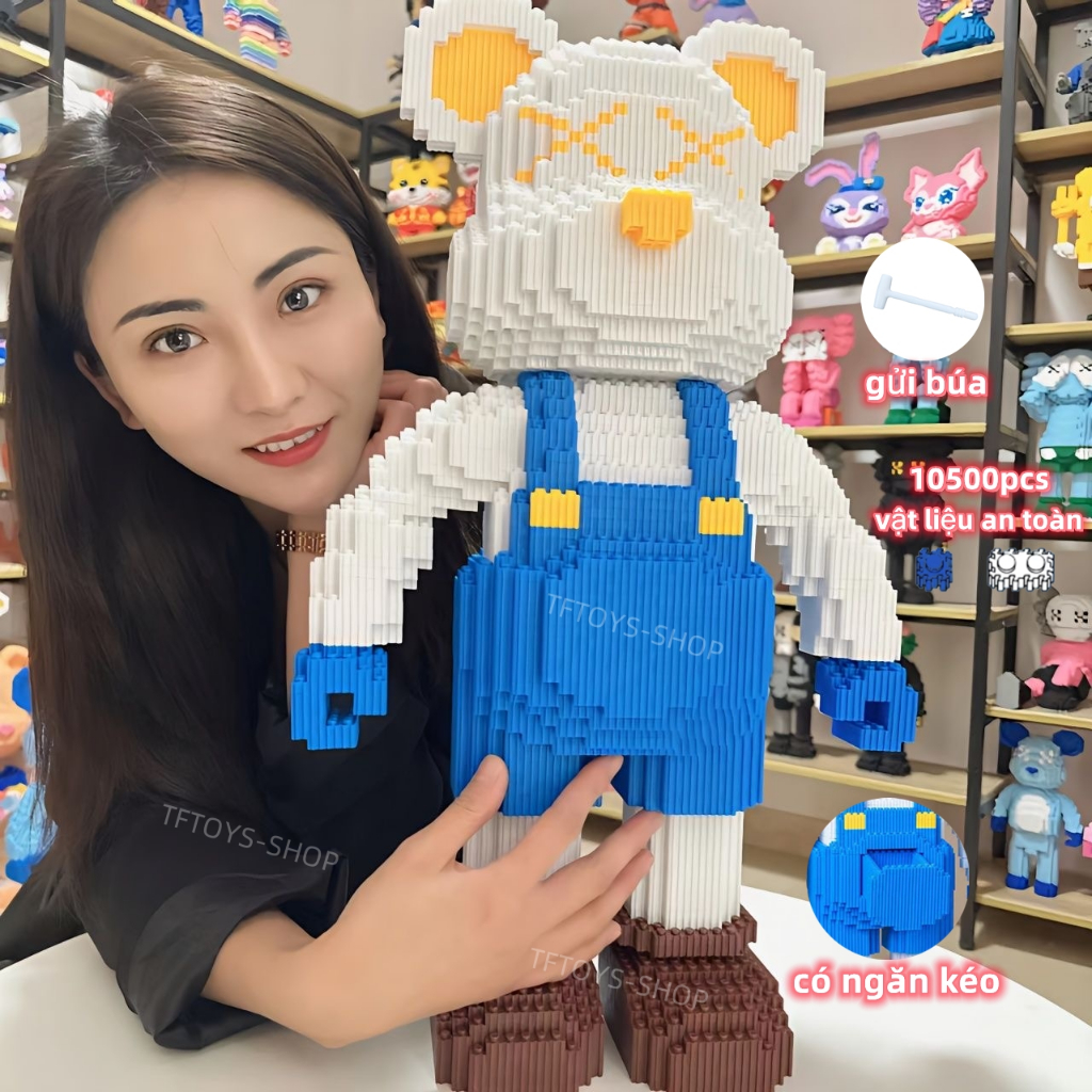 [Tặng kèm búa] bộ lắp ráp,Đồ Chơi Lắp Ráp Mô Hình Gấu,logo Bearbrick 35cm 55cm Có Ngăn Kéo gấu bạo l