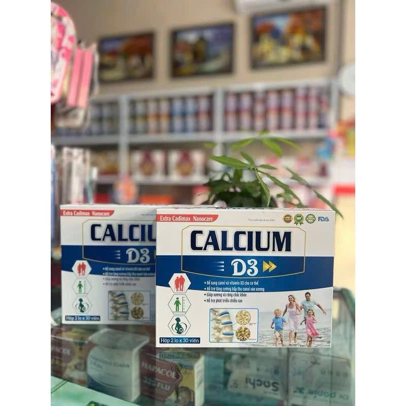 [CHÍNH HÃNG] C79344 Viên uống Calcium D3 Extra Cadimax Nanocare (Hộp 2 lọ x 30v) hỗ trợ chắc khỏe xư