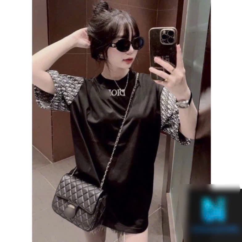 Áo Thun Nữ Phối 2 Tay Chữ D.1.o.r Sang Chảnh,Áo Phông Nam Nữ Girl Phố Hot 2024 [HOT 2024]