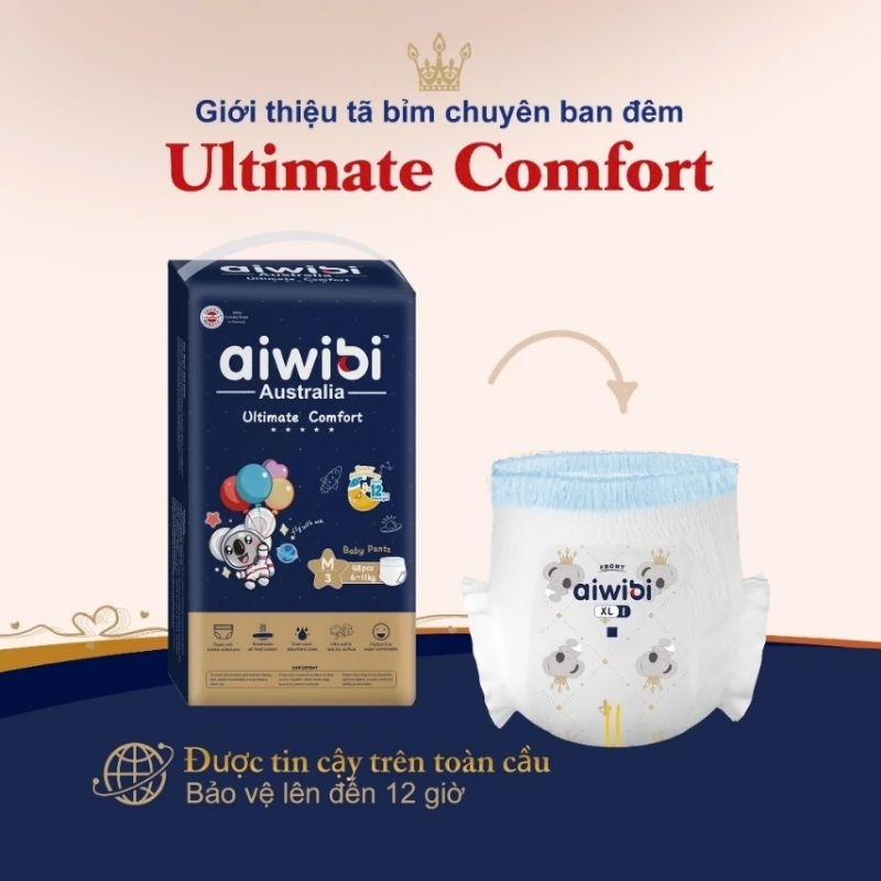 Tã đêm/Bỉm quần ban đêm cho bé Aiwibi Australia cao cấp size L44/XL40