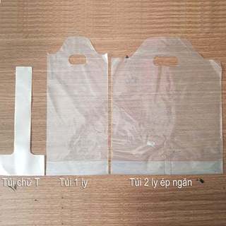 SET 50 Chiếc túi đựng cốc trà sữa Chữ T, 1 ly, 2 ly , Túi đựng cốc mang đi