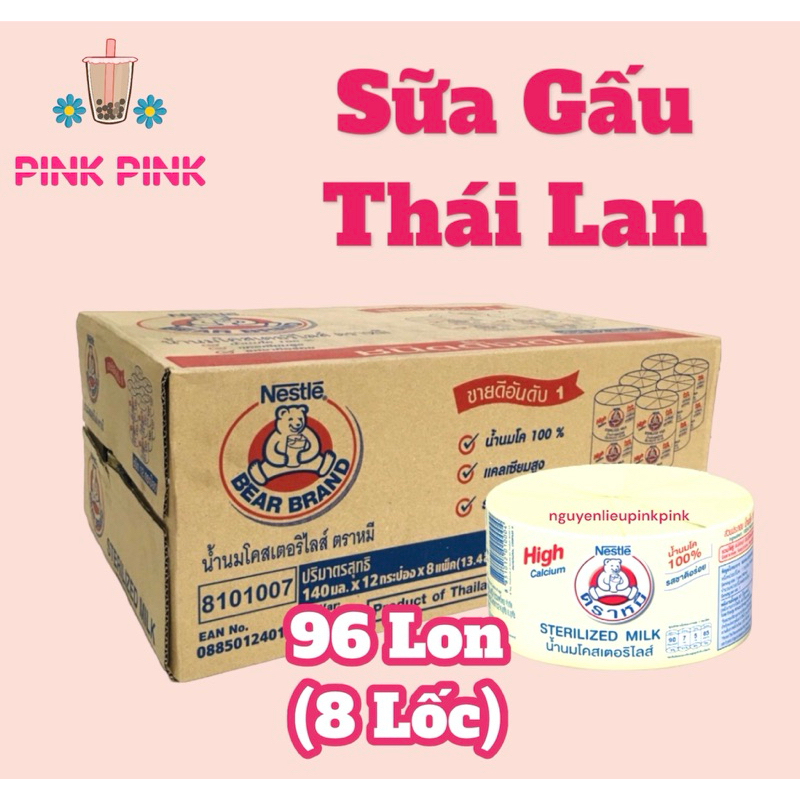   Thùng 96 Lon   Sữa tươi gấu Nestle Thái Lan lon 140ml 