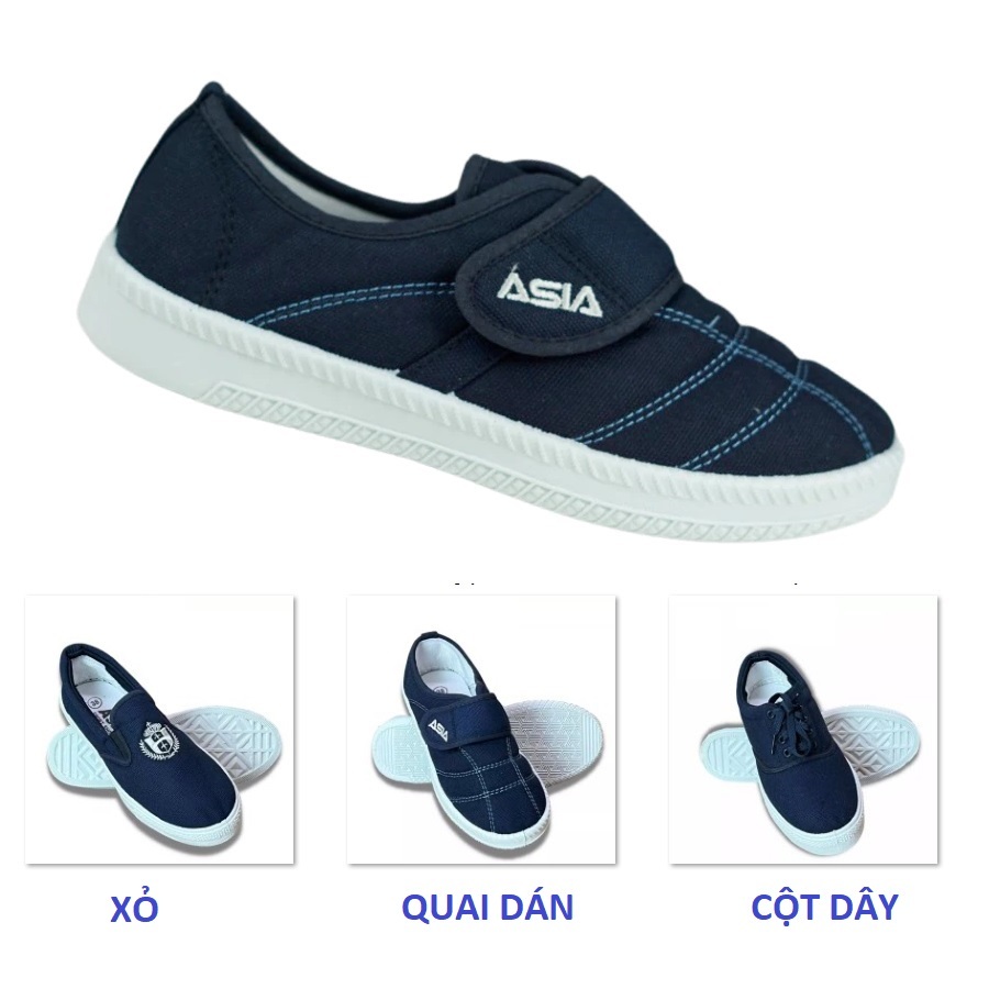 Giày vải Chính hãng ASIA( Xỏ,quai dán,cột dây)