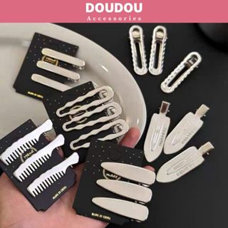 Set 3 Kẹp tóc mái mỏ vịt Doudou Kẹp mái nữ Kẹp BB Kẹp bấm mái nữ Kẹp tóc kim loại Y2K Hàn Quốc FJ064