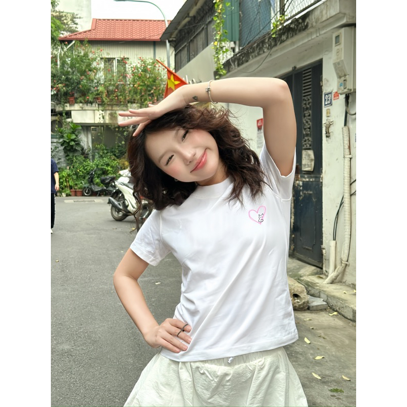 Áo Thun Nữ Baby Tee " Basic Love Cat " - Kraken Drk 250gsm cotton 2 chiều