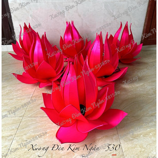 Đèn Lồng Hoa Sen Vải Phi Khung Sắt