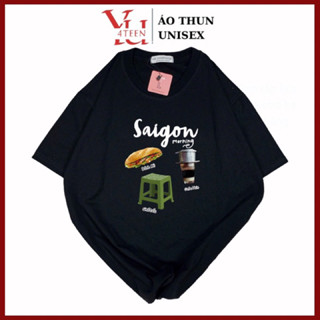 Áo Thun PHÔNG UNISEX in VIET NAM SAI GON VIETNAM SAIGON BÁNH MÌ CÀ PHÊ GHẾ BREAD COFFEE (Đủ size M-L-XL-XXL BIGSIZE)