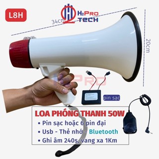 Loa Bán Hàng Rong 60W Ghi Âm, Usb - Thẻ Nhớ - Bluetooth, Loa Phóng Thanh Cầm Tay Pin Sạc -H2Pro Tech