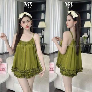 Đồ Ngủ 2 Dây Bèo Dễ Thương , Đồ Ngủ Sexy lụa Latin cao cấp mềm mại xinh xắn < 65KG