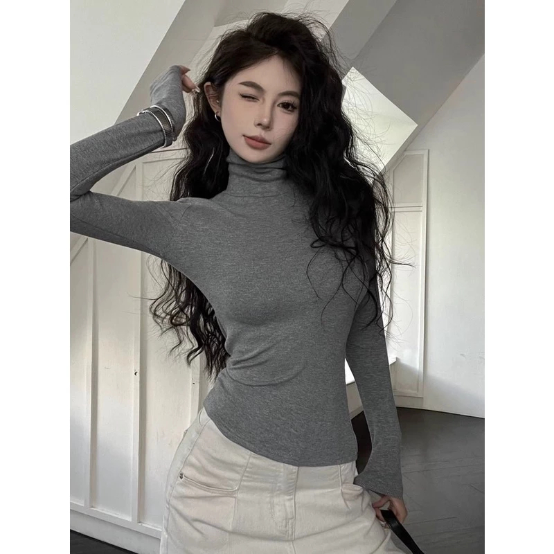 Áo Thun Cổ Lọ Tay Dài Bun222 Áo Thun Giữ Nhiệt Cổ Cao Ôm Body