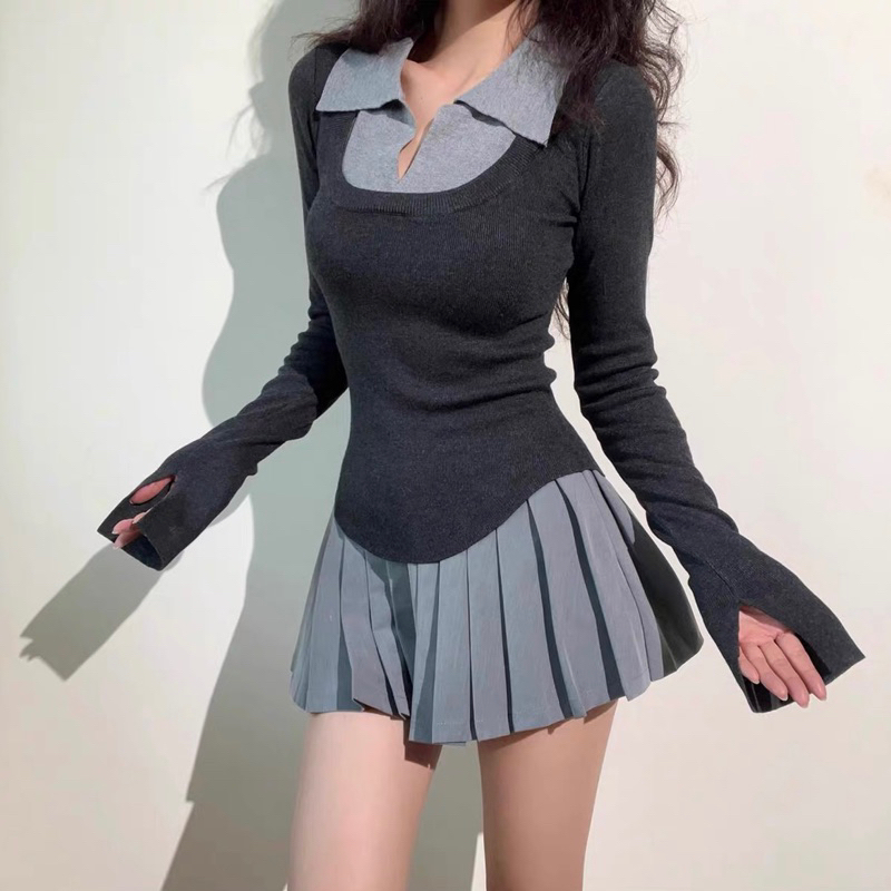 [HÀNG ĐẶT TRƯỚC] Áo len thun cổ sơ mi #951