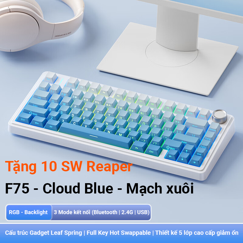 ]Bàn phím cơ AULA F75 mạch xuôi 3 Mode 4000 maH - Full key hotswappable - 75% - BH 12T | BigBuy360 - bigbuy360.vn