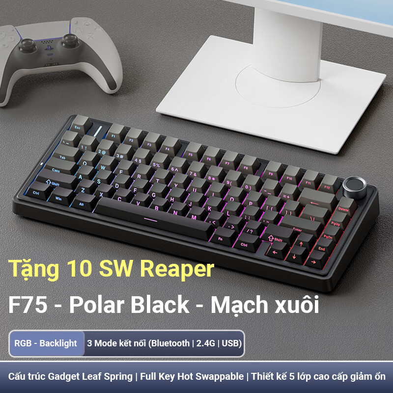 ]Bàn phím cơ AULA F75 mạch xuôi 3 Mode 4000 maH - Full key hotswappable - 75% - BH 12T | BigBuy360 - bigbuy360.vn