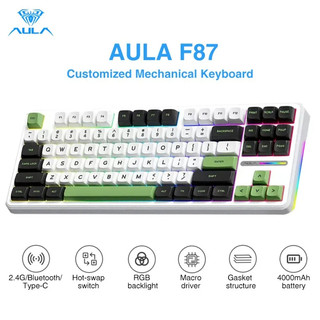    Quà Tặng bộ vs bàn phím 7 in 1   Bàn phím cơ AULA F87PRO mạch xuôi 3 Mode - Full key hotswappable - 80% - BH 12T 