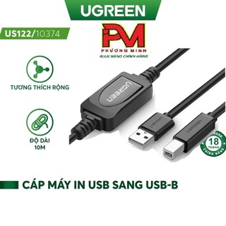 Cáp máy in usb 2.0 dài 10m có ic khuếch đại chính hãng ugreen 10374 - cáp máy in usb 2.0 chất lượng cao