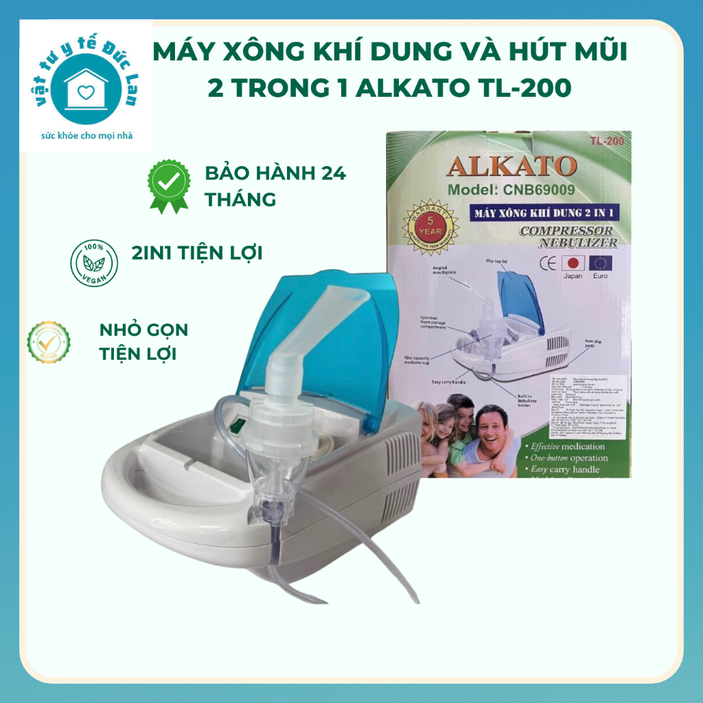 MÁY XÔNG KHÍ DUNG VÀ HÚT MŨI 2 TRONG 1 ALKATO TL-200C
