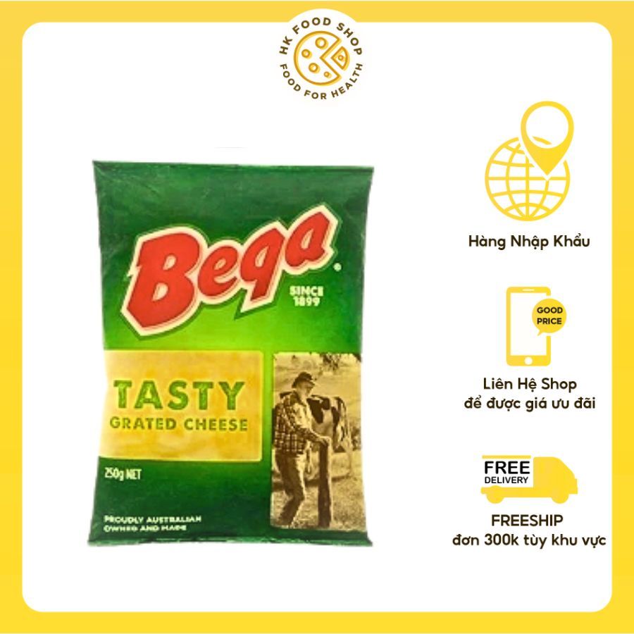 Bega Tasty Grated Cheddar Cheese Phô Mai Cheddar Bào 250g ( date 20/11/2025 )