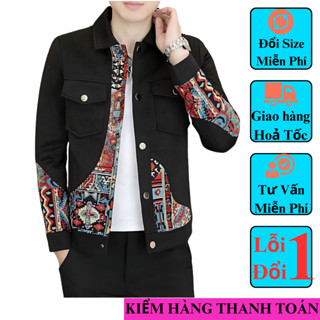  Áo Khoác Nam Thời Trang Họa Tiết Thổ Cẩm Cá Tính Năng Động Có Thể Kết Hợp Quần Jean Siêu Ngầu H85 