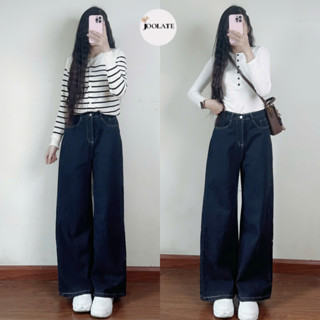 Quần Jeans Mềm Ống Rộng Xanh Đậm Viền Chỉ Nổi Joolate 1112 P9K14