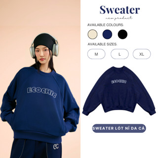Áo Nỉ Sweater Ecochic Lót Da Cá Set Bộ Dài Nam Nữ Unisex Dày Set Áo Quần Dài Cao Cấp Chính Hãng Preminum Cotton B101