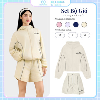 Set Bộ Gió Nhăn Quần Đùi ECOCHIC Áo Khoác Quần Cạp Chun Bo Chất Liệu Cao Cấp Thể Thao BST DELINE B099