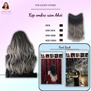 Tóc giả kẹp xoăn/ thẳng nhuộm Ombre xám khói Koty, tóc giả nửa đầu thời trang cho nữ - 5