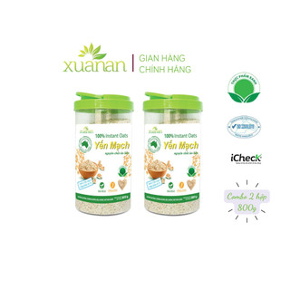  Combo 2 hộp Yến Mạch Nguyên Chất Ăn Liền Xuân An  ko đường  Hộp 800G Tặng kèm 4 túi Yến Mạch 150g  